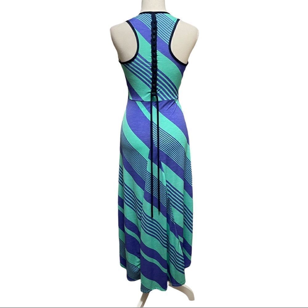 Silvergate Green Purple Striped High-Low Dress SMALL - Picture 3 of 15